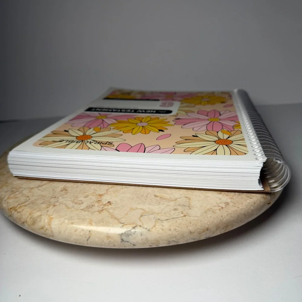 Spiral Bible New Testament WEB Floral Pink Yellow Daisy Note Taking Lay-Flat